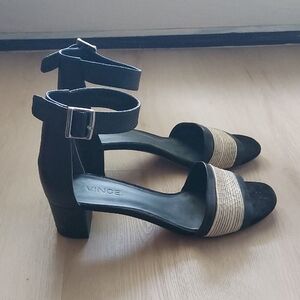 Vince Camuto Black and Ivory Women's Sandals